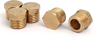 uxcell 5 Pcs 1/4BSP Male Thread Brass Hex Head Pipe Plug Connector Fitting