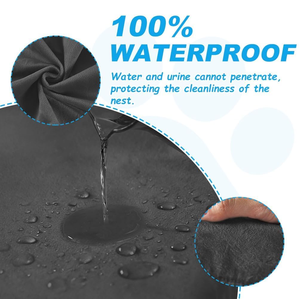 DUJUIKE 100% Copriletto Impermeabile per Cani, coprimaterasso in Velluto per Cani, copriletto in Morbida Peluche, copriletto di Lavabile e Rimovibile per Animali Domestici, con Elastico (Nero,L)
