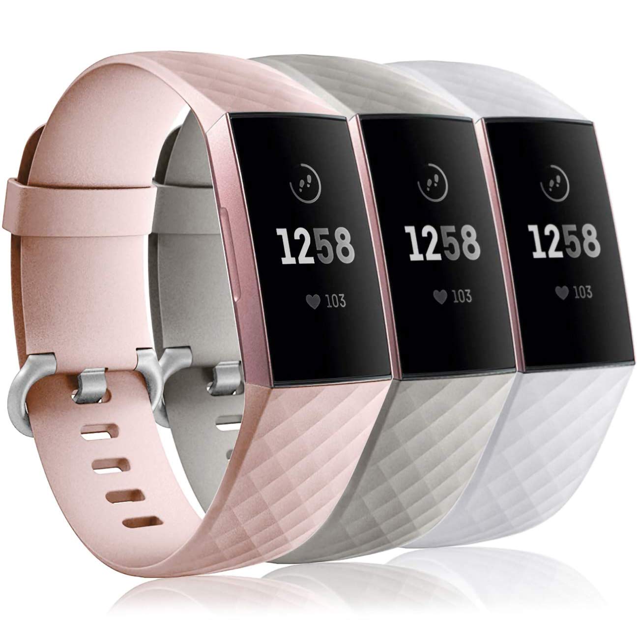 Wepro Waterproof Bands Compatible with Fitbit Charge 4 / Charge 3 / Charge 3 SE for Women Men, 3-Pack, Small, Large