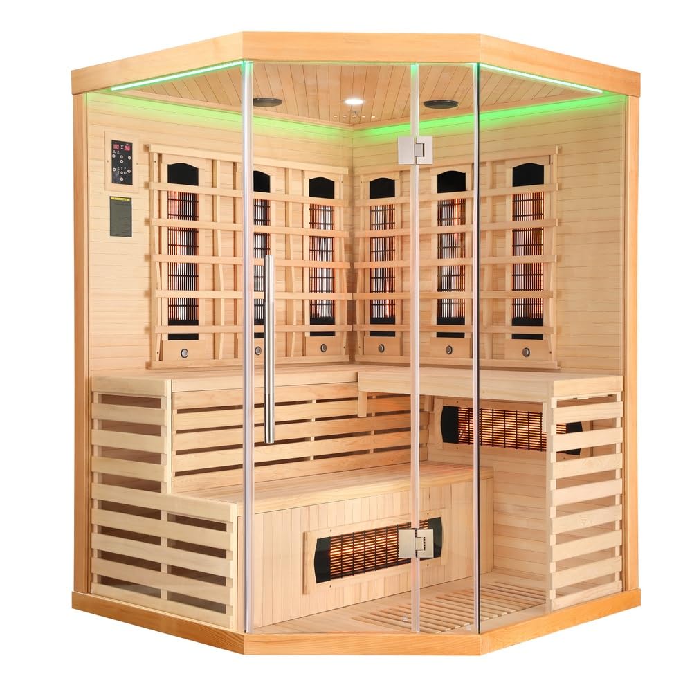 Bagno Italia Sauna 4 places infrarouge 150 x 150 cm full spectrum avec lumières LED et radio