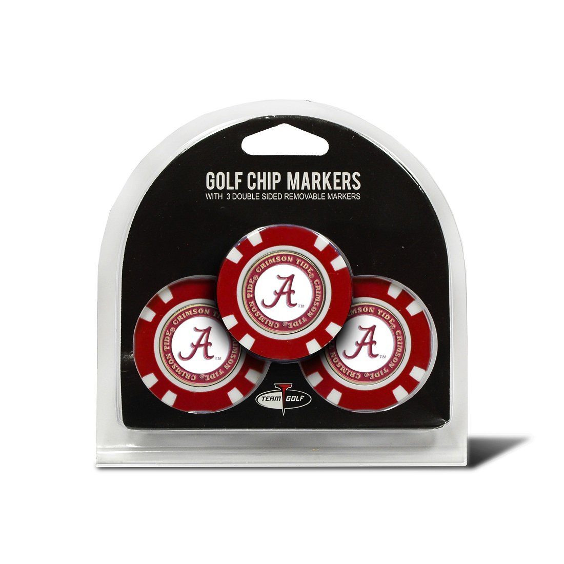 Team Golf Set of 3 Alabama Crimson Tide Poker Chips with Removable Golf Ball Markers
