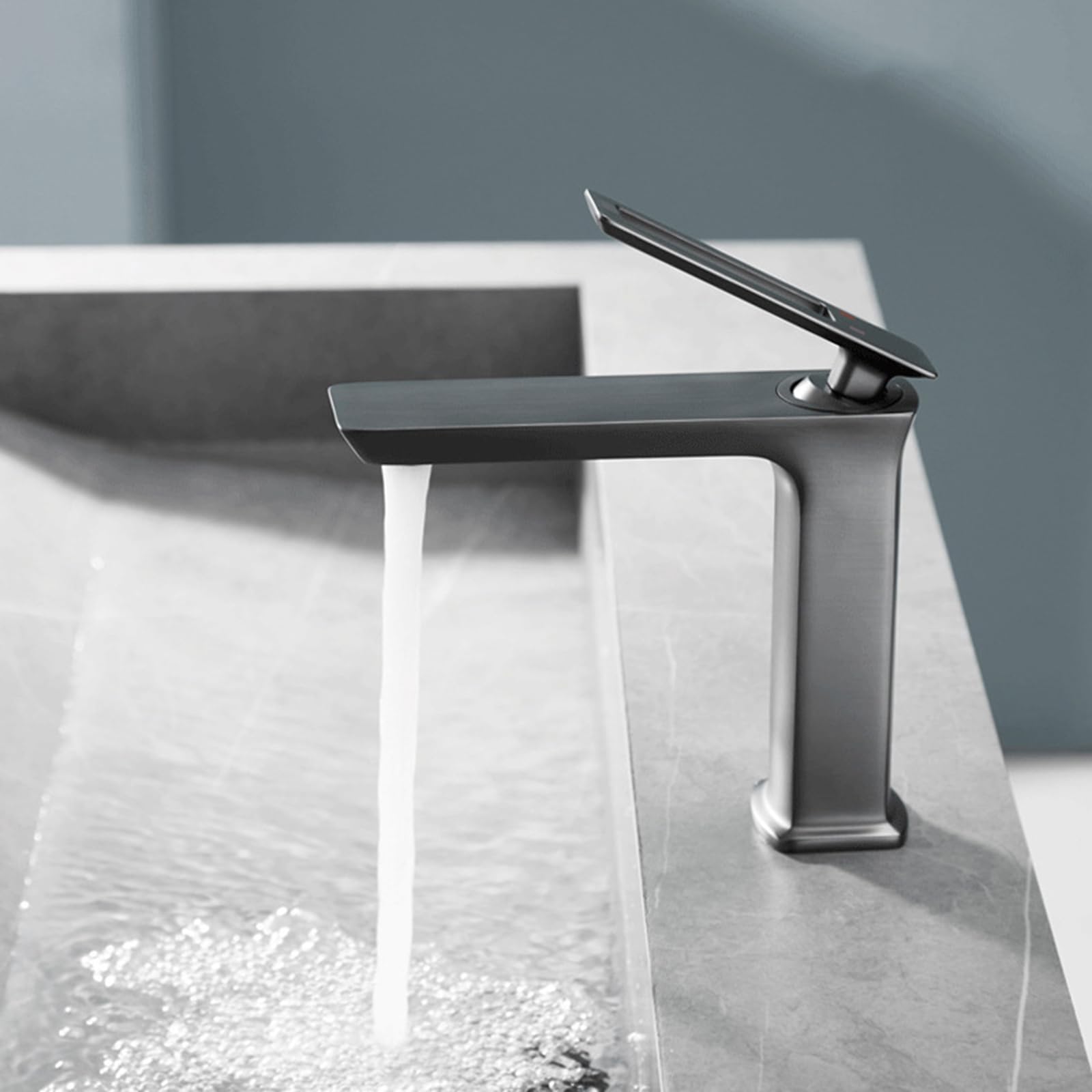 BiaoTeng Wasserhahn Bad Waschbecken grau Einhebelmischer Messing Mischbatterie Waschbecken Bad Badarmatur Waschbecken, grau