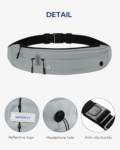 Miniatura 4 de WATERFLY Riñonera para correr con cinturón para correr, maratón, paquete de cintura deportiva, ejercicio, fitness, soporte para teléfono, cinturón