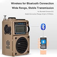 Vista 6 de ASHATA Radio digital portátil de banda completa, FM/WB/radio de onda corta/media con pantalla LCD, reloj despertador, altavoz, para Bluetooth, 6