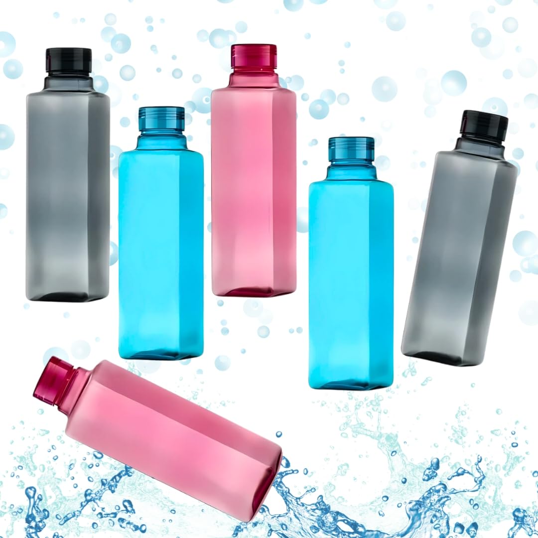 Transparent Square Water Bottles - Pack of 6 -6