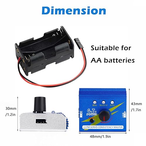 Miniatura 4 de Wishiot Servo probador digital de 3 canales ESC Checker CCPM Control de velocidad de consistencia + 4 celdas AA estuche de soporte de batería para