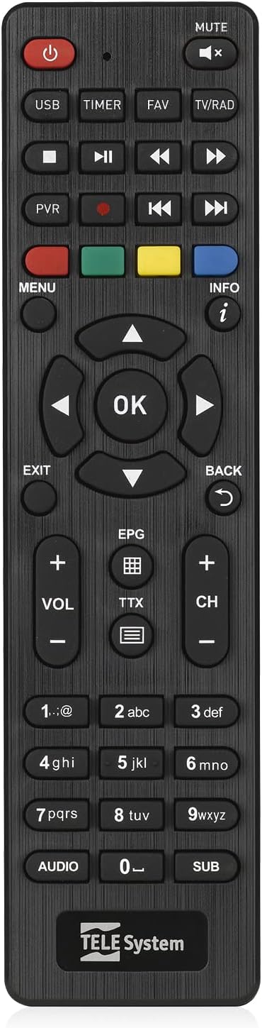 TELE System Original Remote Control for TS6816 T2HEVC Digital Terrestrial Decoder - Intuitive and functional with precise and convenient control of the device.