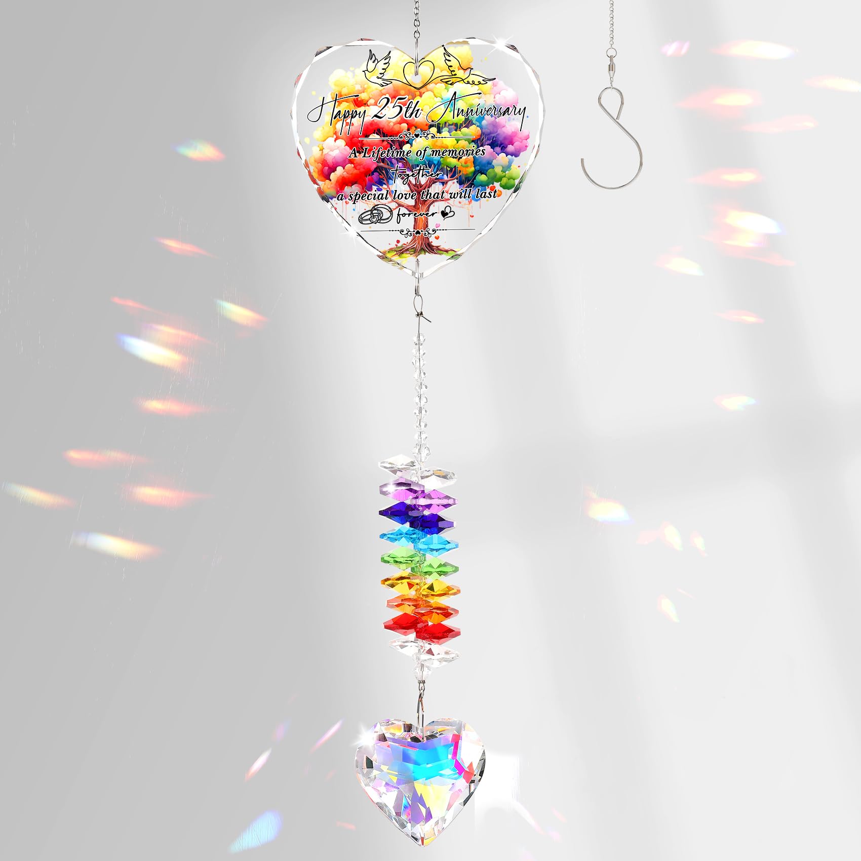 Arikyrist 25th Wedding Anniversary Crystal Hanging Marriage 25 Years Gifts