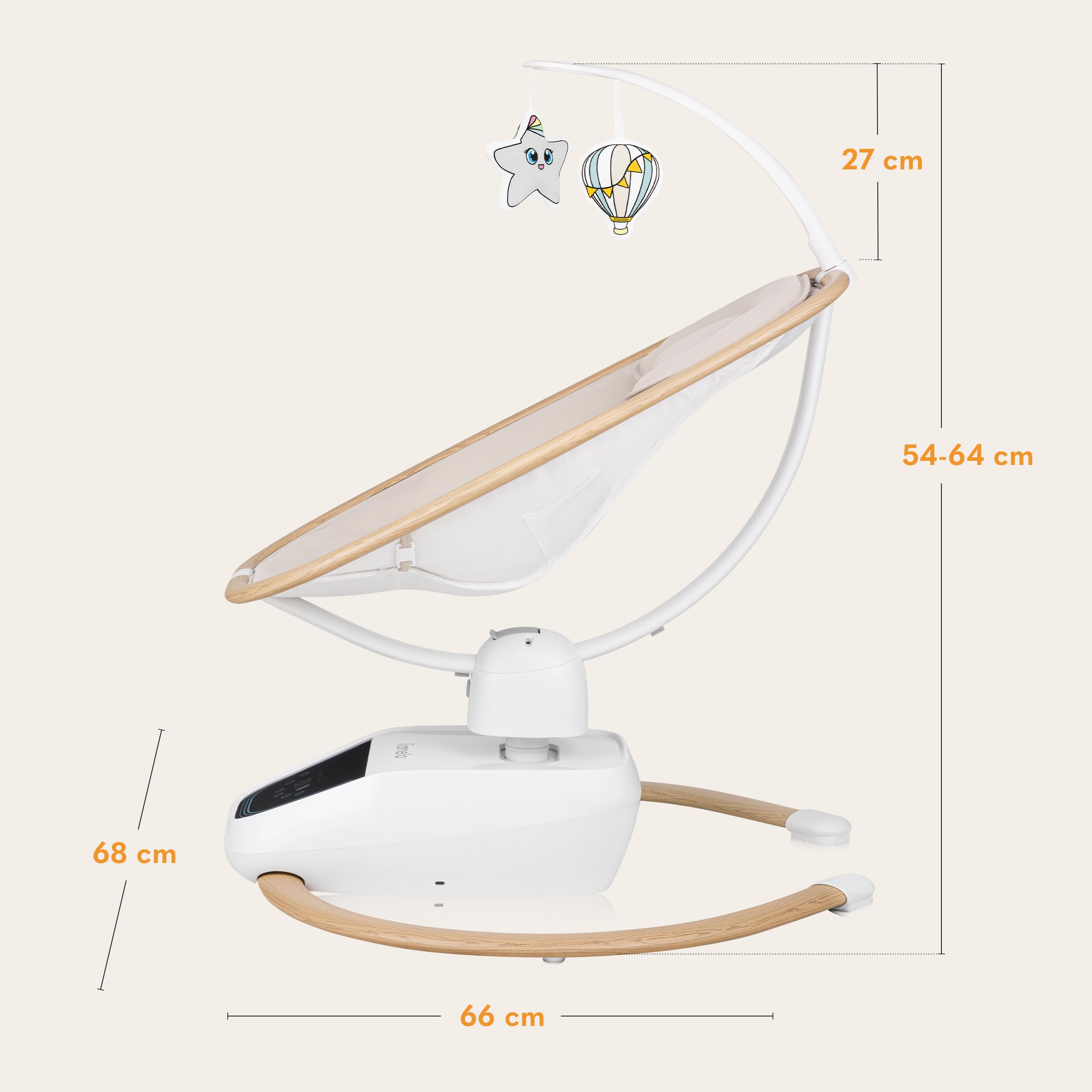Lionelo OLIVIA - Balancín eléctrico para bebé de hasta 9 kg, reclinación natural, 4 velocidades, asiento ergonómico, 13 melodías, 2 juguetes, mando a distancia | balanceo natural, 4 velocidades, asiento ergonómico, 13 melodías, 2 juguetes, control remoto