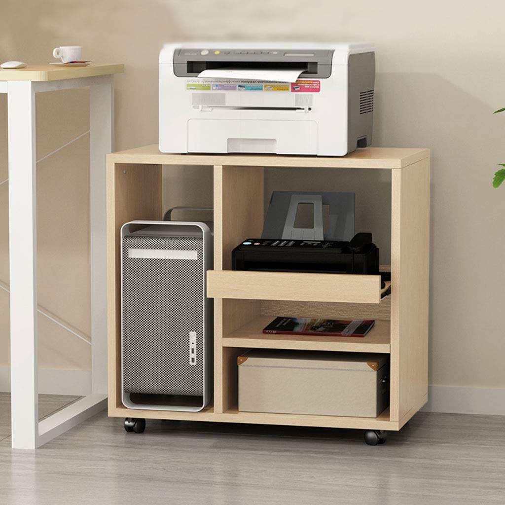 Supporto per stampa Legno Rack stampante domestica archivi rimovibili Rack file Libri e Riviste Computer desktop CPU Storage Case Rack Ufficio fianco del mobile Tabella della stampante ( Color : Natur