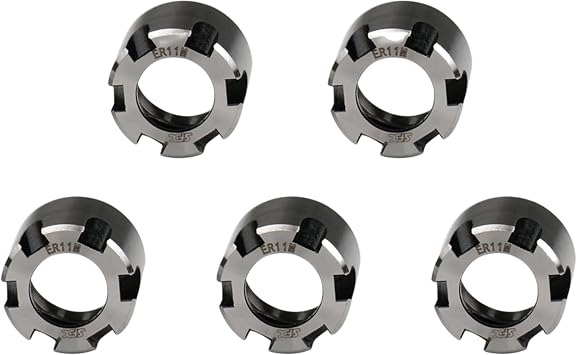ZAC Collet Nuts Clamping Nuts 5Pcs ER11-M for CNC Milling Chuck Holder Lathe Steel Slot Mini M-Type ER Nuts with Structural Balanced DesignM13 x 0.75