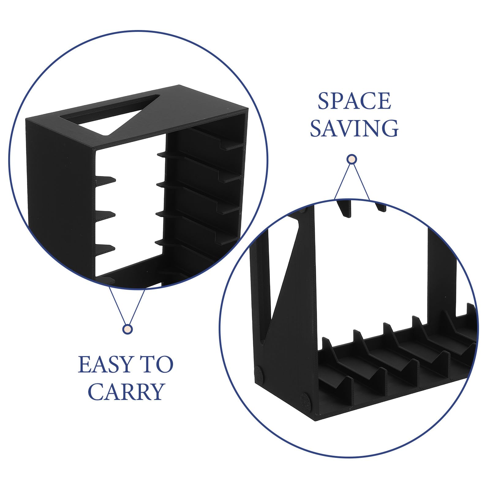 iplusmile Support de Rangement Organisation Solide et Entretien Facile Compartiments Multiples en Plastique Noir pour Cassettes Audio pour Bureau ou Bibliothèque
