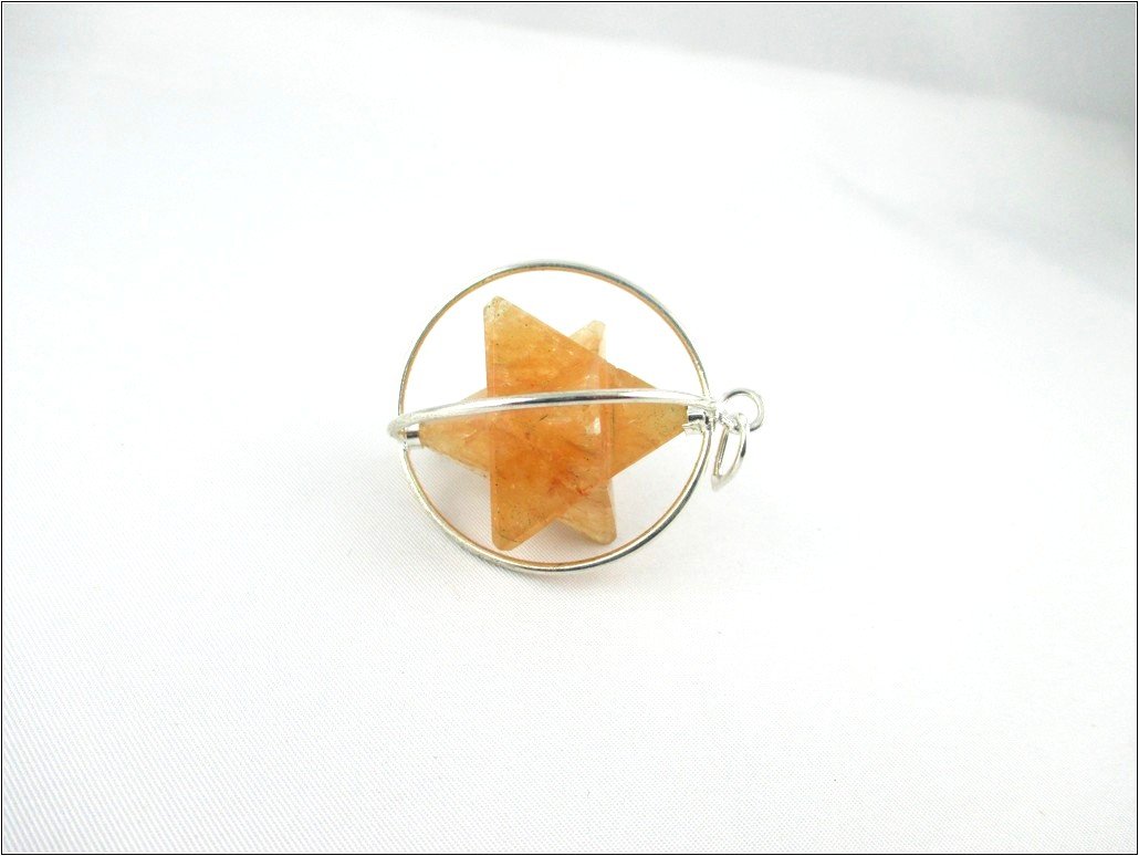 Jet Energized Golden Quartz Spinning Star Merkaba Pendant 1 inch Crystal Therapy Chakra Balancing