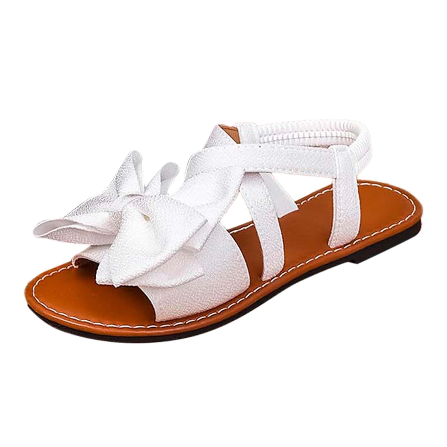 Womens Open Toe Flat Sandals Summer Casual Comfortable Slip On Pure Color Beach Walking Shoes for Daily Outings