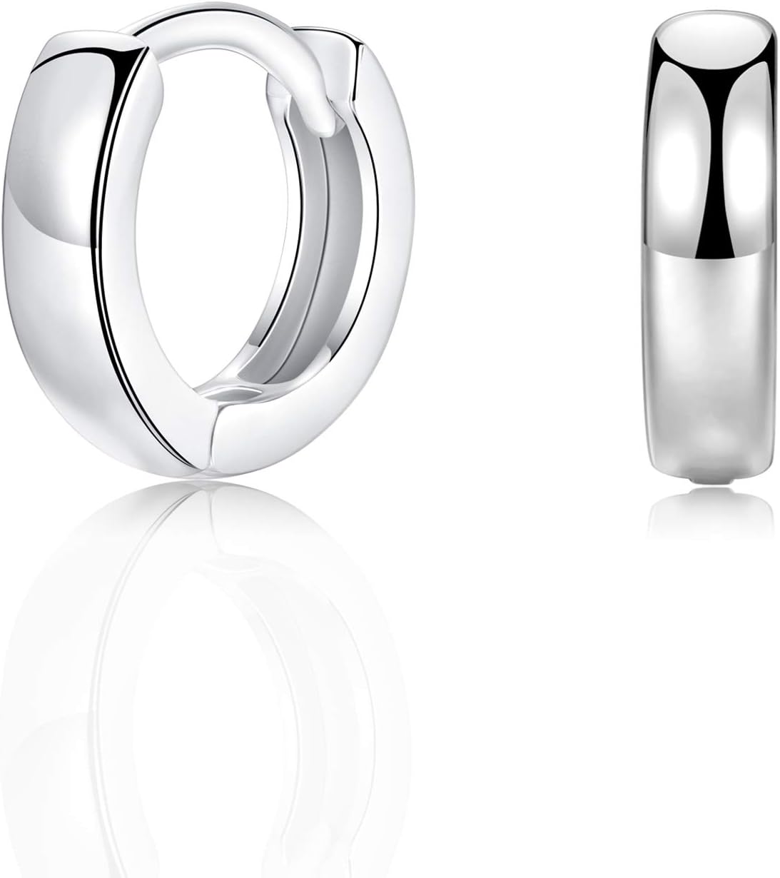 Small Silver Gold Hoop Earrings, 925 Sterling Silver Post Lightweight Sleeper Hoops Earring Silver Gold Earrings for Women Girls Men Gifts 8mm 10mm 12mm