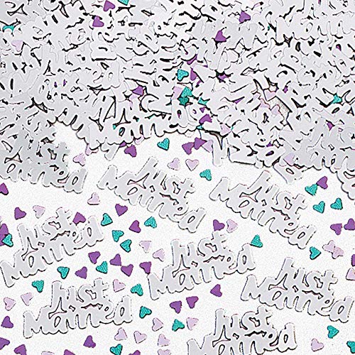 Confettis Just Married Amscan 9900849 de table métalliques argentés de 14 g