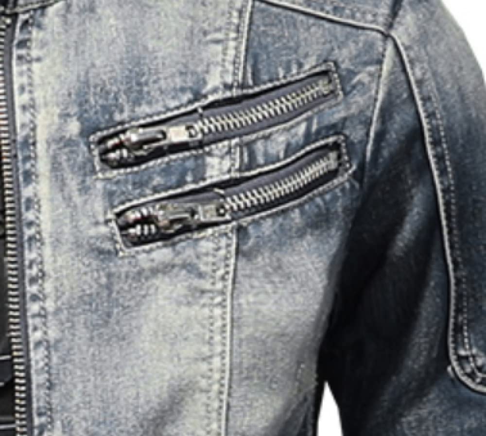 Giubbino Jeans Uomo, Giacca Trucker Giacca Jeans Vintage Grigio Blu Washed Jeansjacke Giacca Moto Stretch Giacca Transitional Cerniera Giacca Casual Slim Fit per Donna Uomo,M