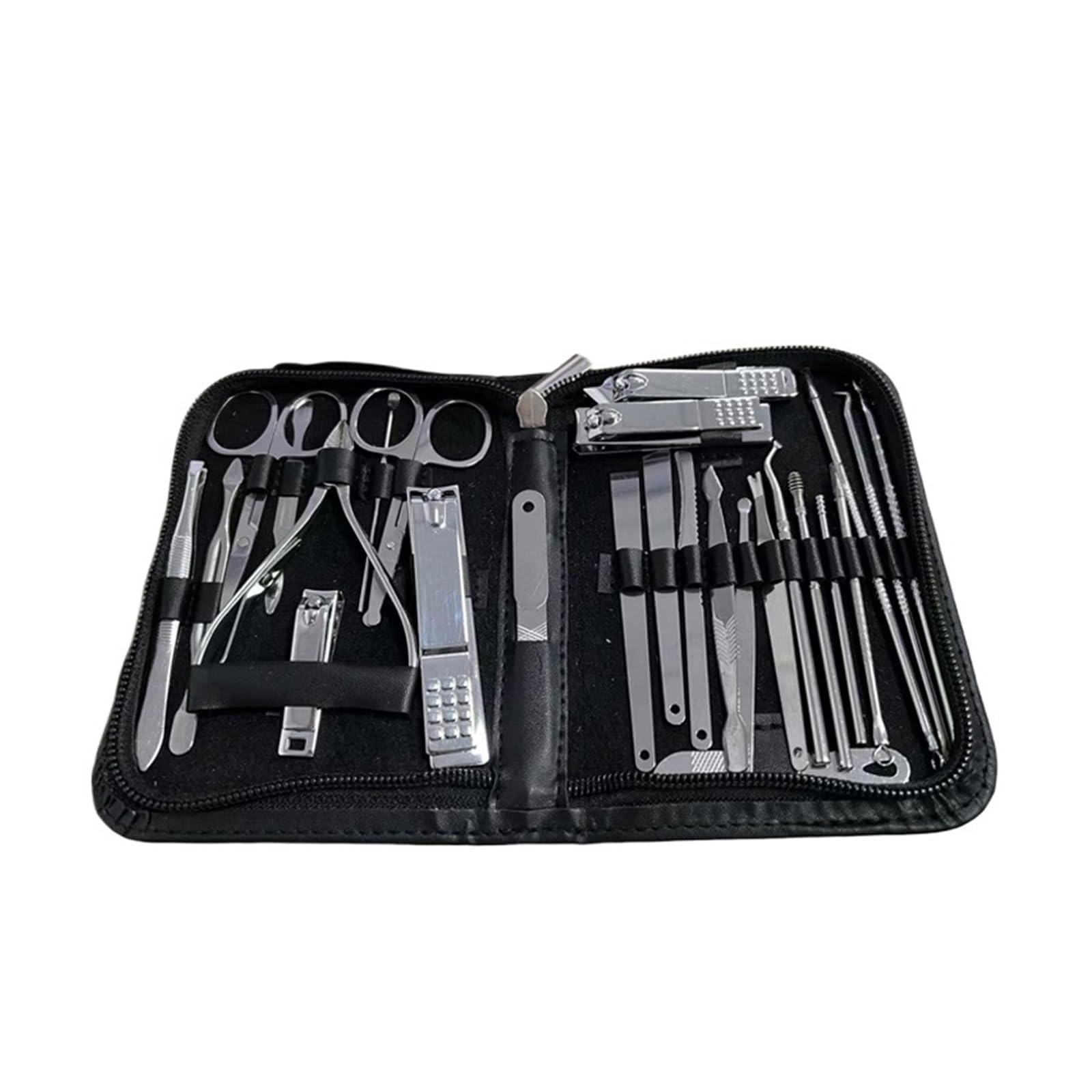 Juego de manicura 26 piezas, cortaúñas y Kit pedicura, cortadores uñas los pies acero inoxidable, herramientas cuidado(26 pcs Black-silver)
