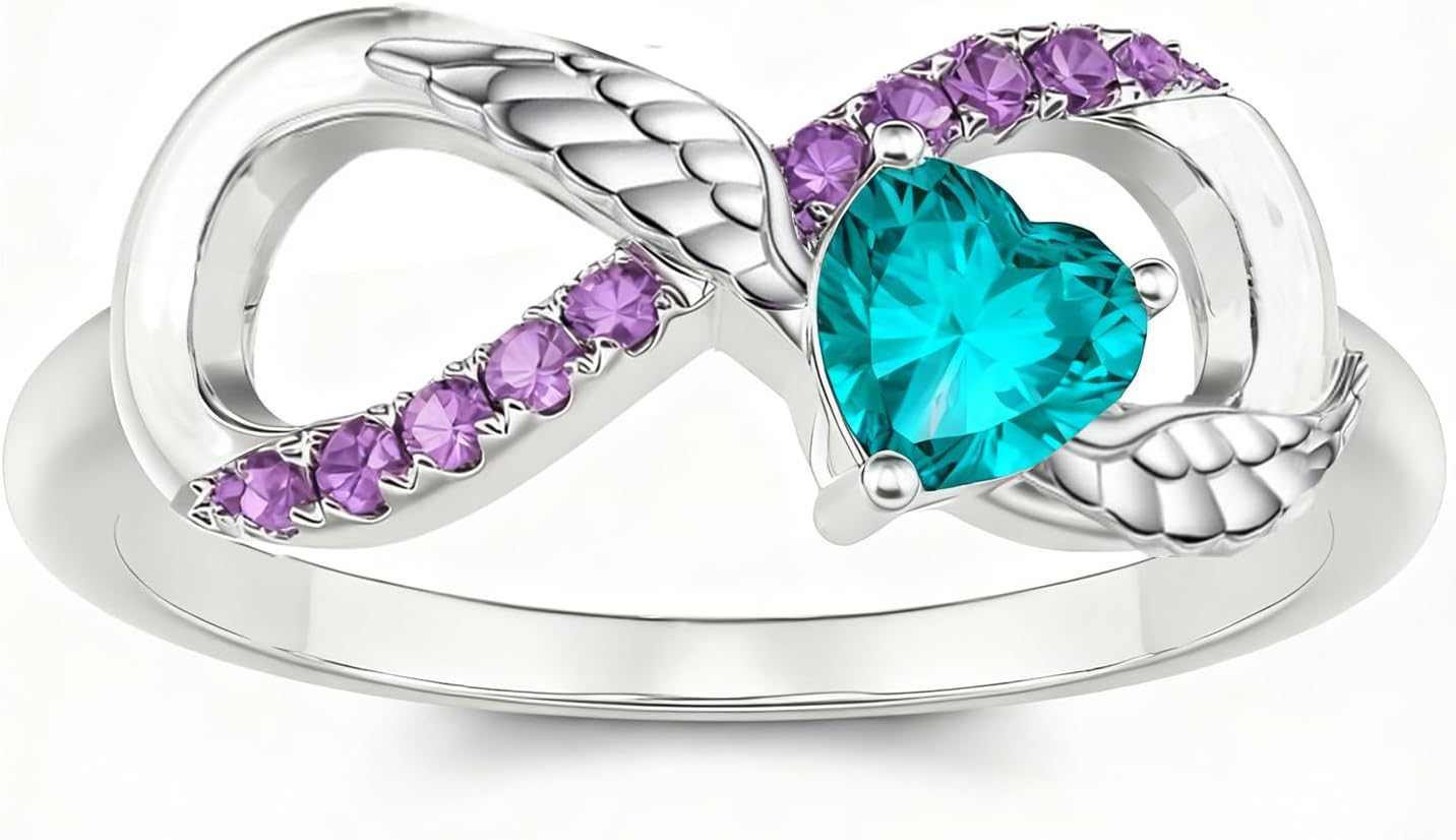 Custom Suicide Prevention Awareness Ring 925 Sterling Silver Teal and Purple Suicide Awareness Jewelry Gift for Women