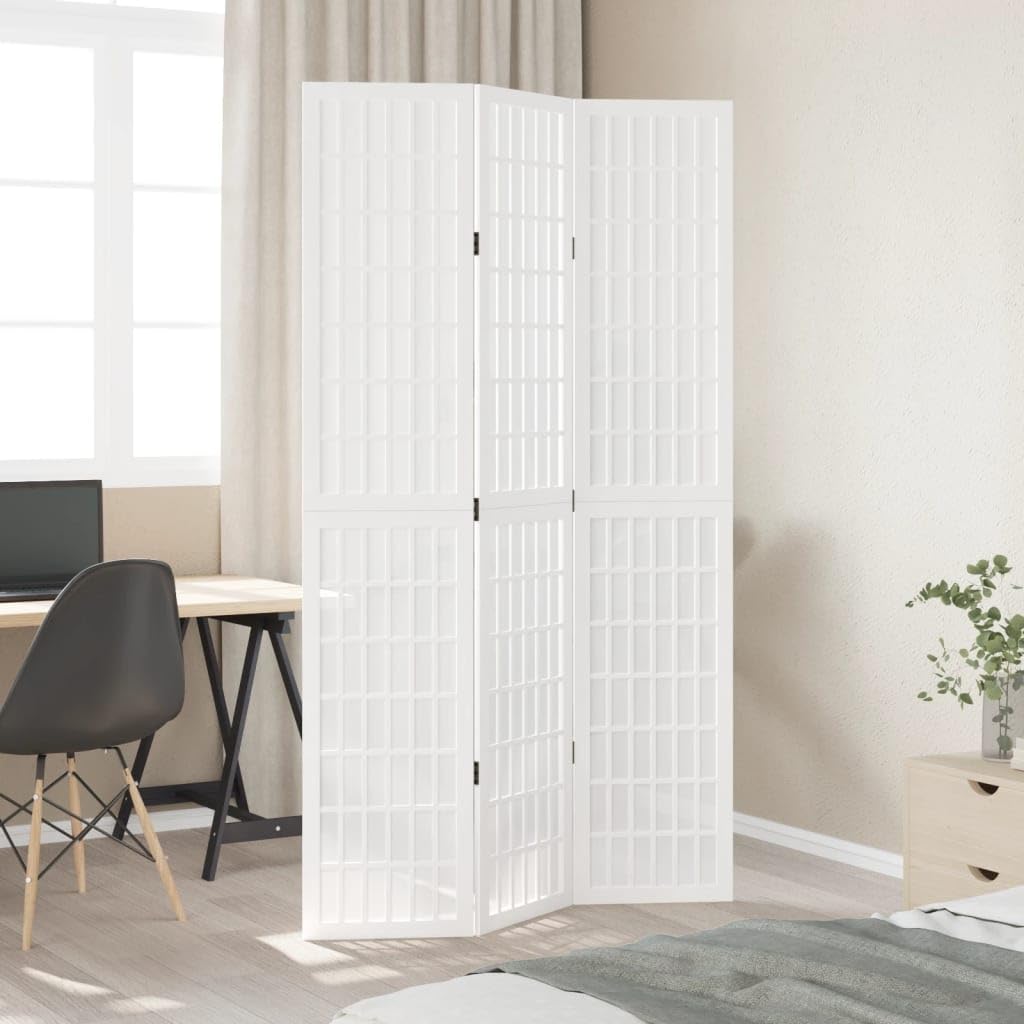 Biombo blanco de madera Paulownia maciza, 3 paneles plegable, separador de habitaciones, con marco estable y bisagras metálicas, pantalla de privacidad decorativa para sala de estar, dormitorio o