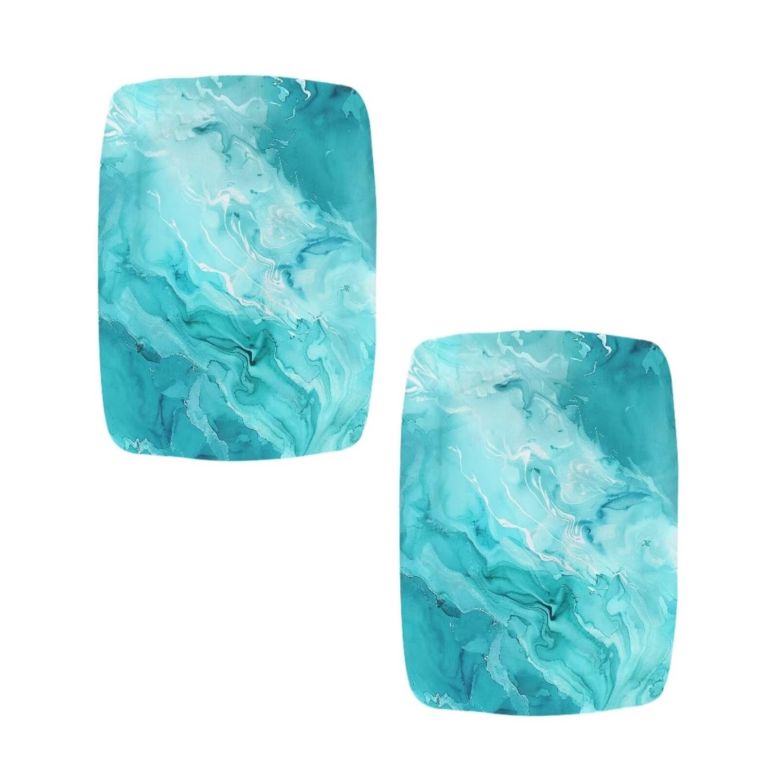 Cugasmaru Bar Stool Covers Teal Marble Print Slipcover Rectangle Non Slip Vanity Stool Cover Soft Counter Stool Bar Chair Covers Set of 2 Saddle Bar Stool Slipcover for Cushion Barstool