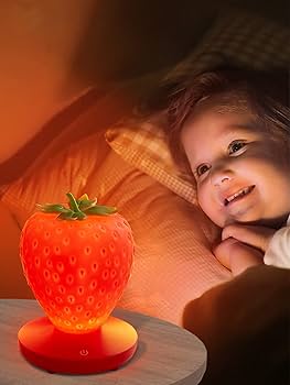 Mudder Strawberry Night Light Cute Silicone Strawberry Lamp LED Decorative Night Light Kawaii Fruit Gifts 3 Modes Touch Gift For Room Decor(Red