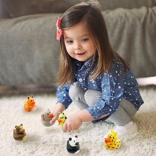 Miniatura 5 de ArtCreativity - Patitos de goma de animales de zoológico, paquete de 12; juguete para bañeras y piscinas, divertidos artículos para carnaval o