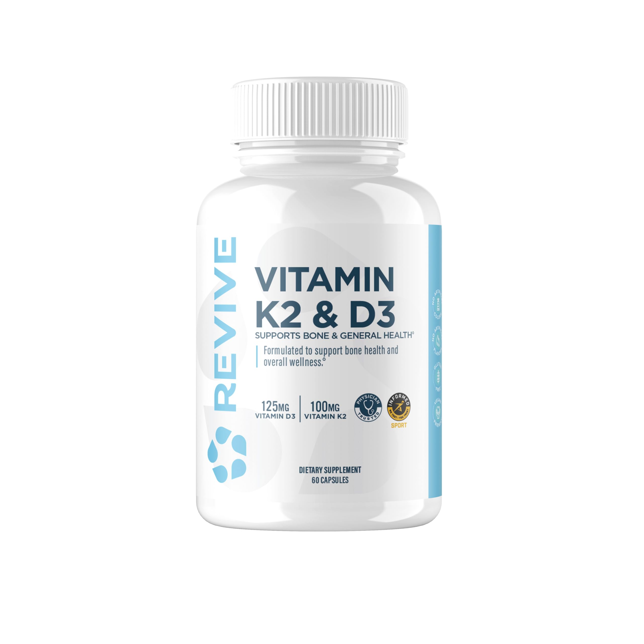 REVIVE MD Vitamin D3 & K2 Bundle - Supports Bone Health & Muscle Strength - K2 & D3 Vitamin Supplement for Women & Men Health & Brain Function