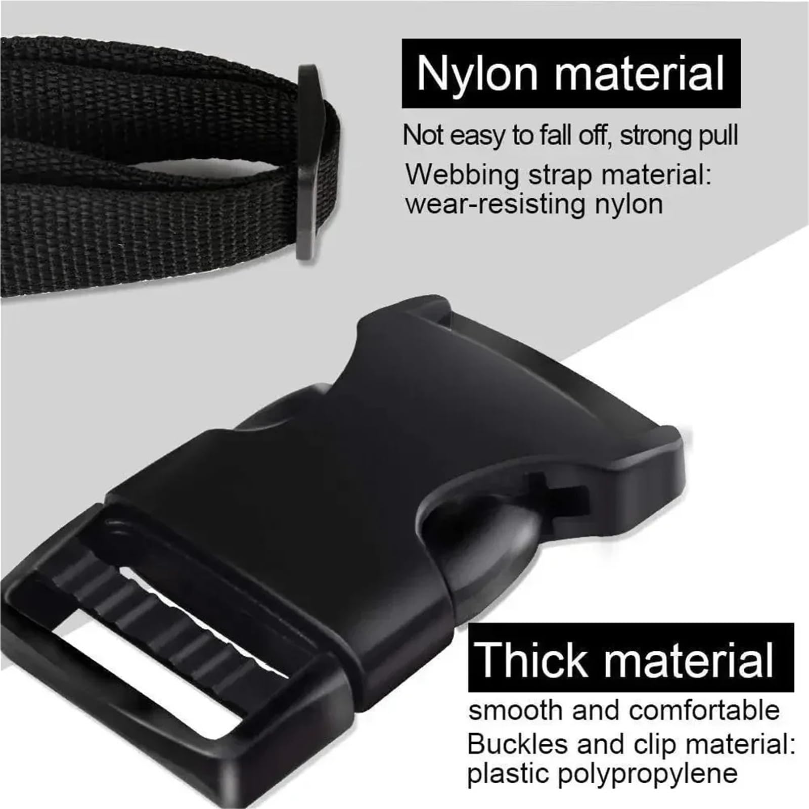 Correas para Mochilas 4/5/10/15M Nylon Webbing Strap with 10pcs Flat Side Release Buckles and Tri-Glide Slides For DIY Luggage Backpack Making(Black 100M X2.5CM)