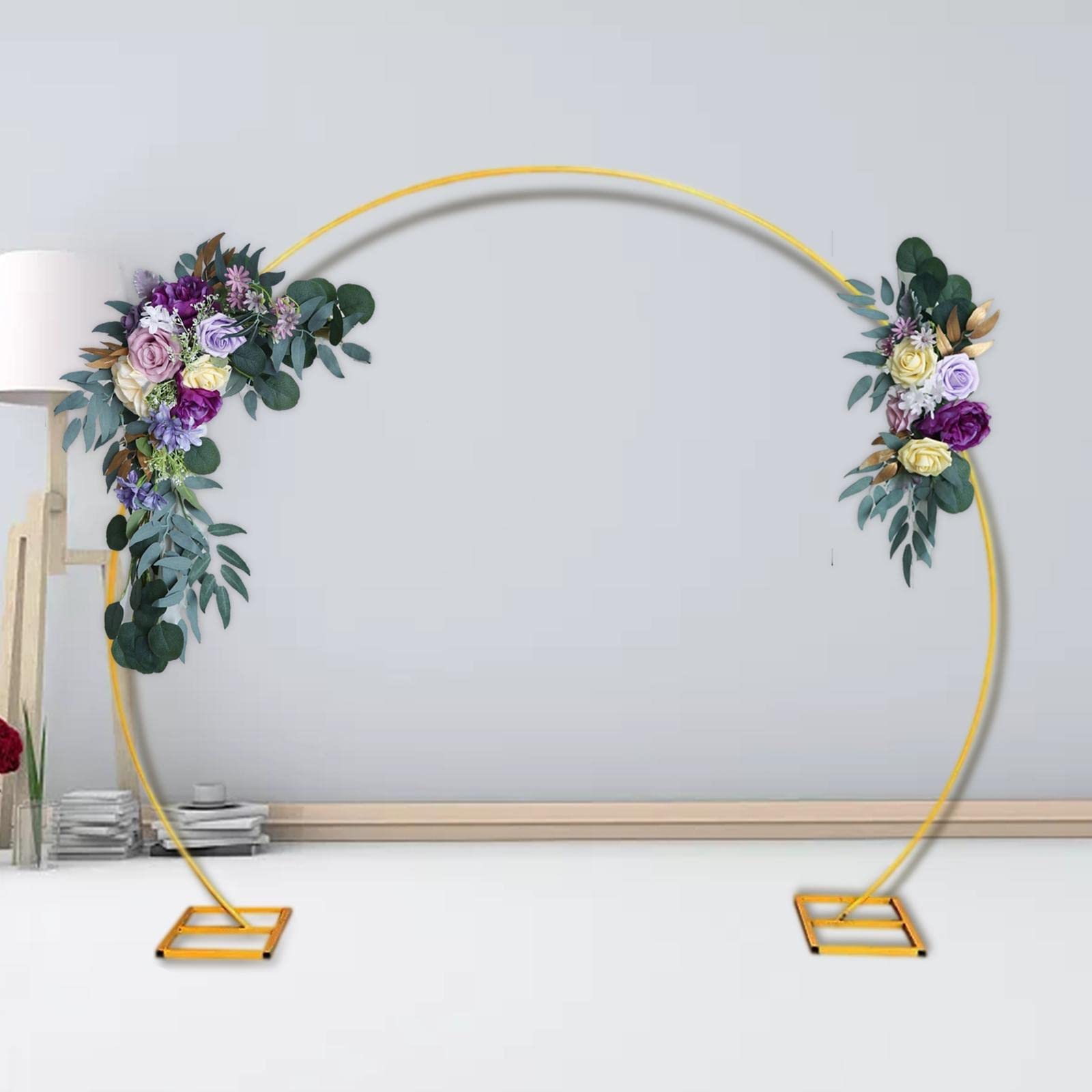 Künstlicher Blumenbogen Lila Rosenbogen Blumen Girlande Blumekranz Hochzeits Hintergrund Ausstellung