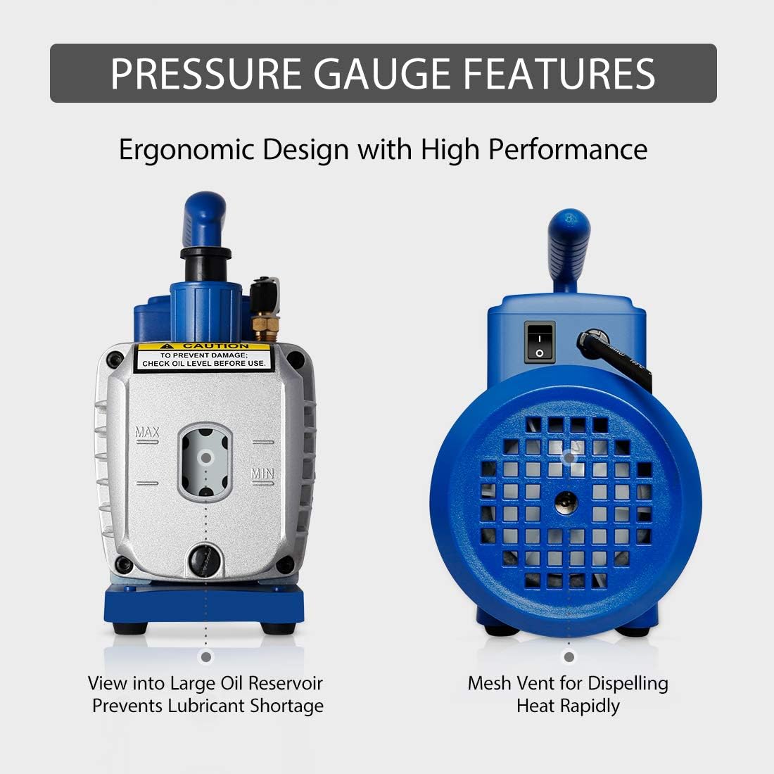 VIVOHOME 110V 1/4 HP 3.5 CFM Single Stage Rotary Vane Air Vacuum Pump and R134a AC Manifold Gauge Set Kit for HVAC Air Conditioning Refrigeration Recharging ETL Listed : Automotive