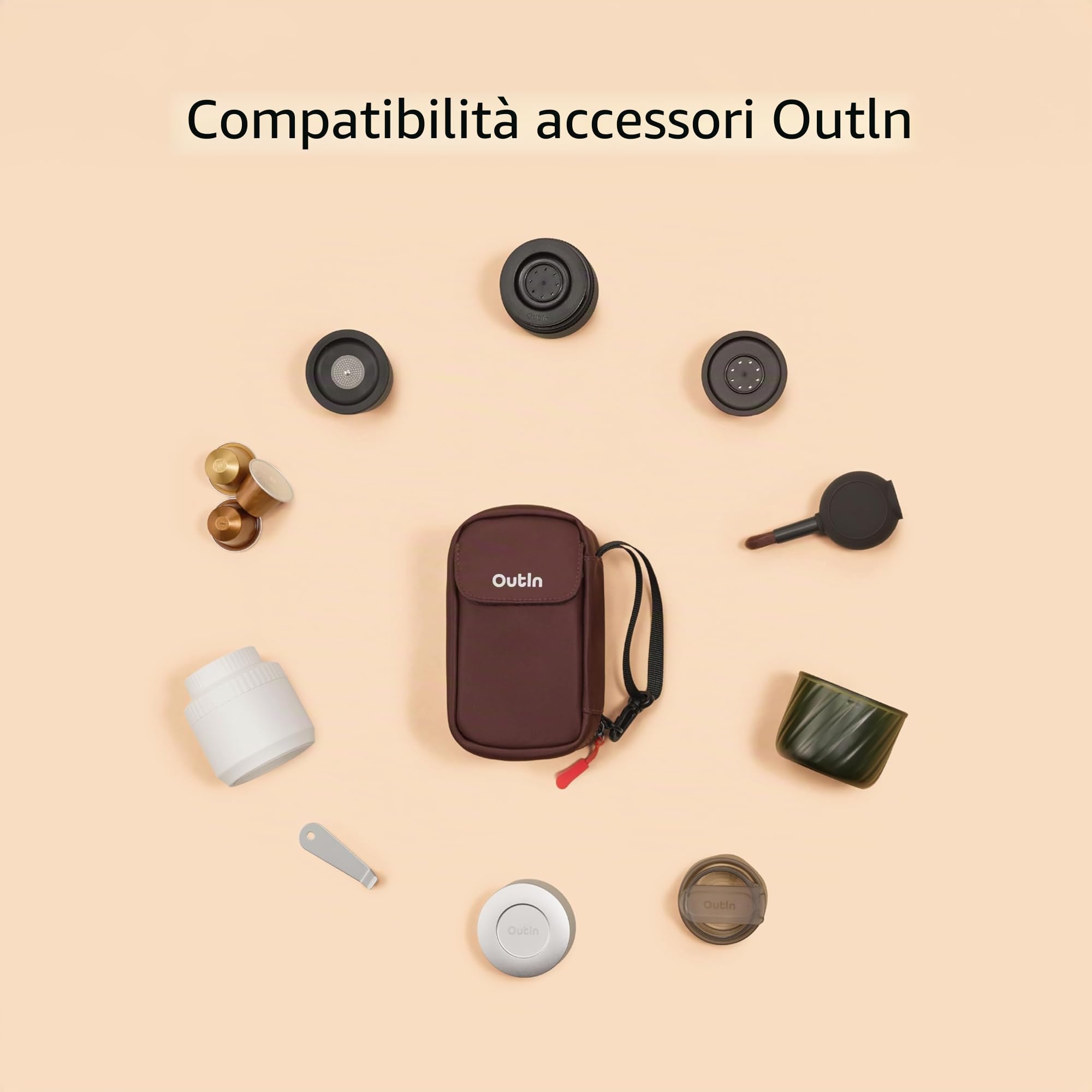 OutIn Borsa per Attrezzatura, Borsello per Accessori Macchina Caffè Portatile, Organizer Tascabile Multiuso, Archiviazione Sicura, Kit Barista Durevole per Camper, Viaggi e Campeggio