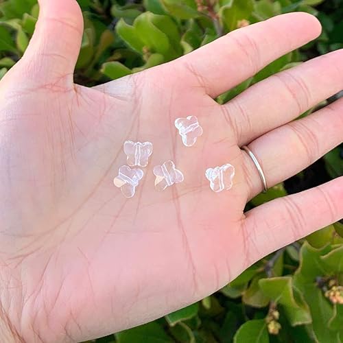 Miniatura 3 de 50 cuentas de cristal perforadas en el centro de mariposa checa de 0.394 in (0.39 pulgadas) piedra natal transparente de abril #5754 para