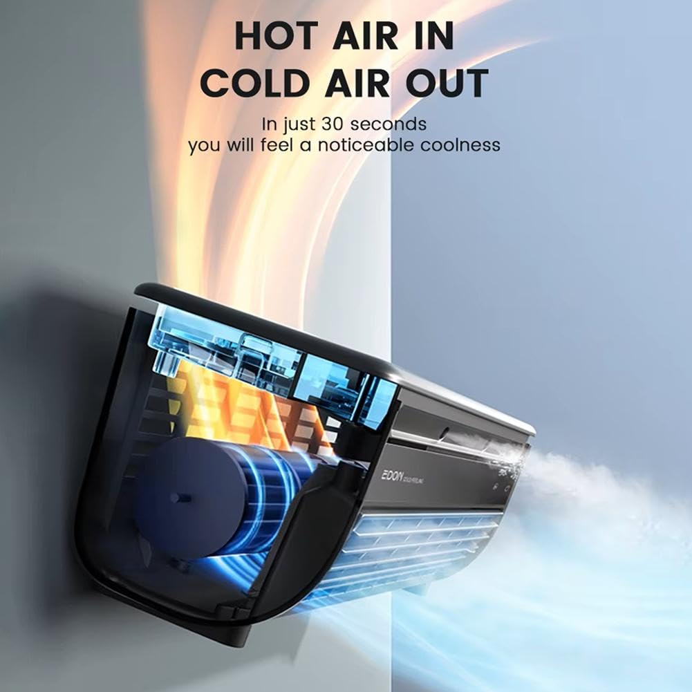 Klimatyzator naścienny, 10s natychmiastowe chłodzenie, bezprzewodowe ładowanie, przenośny wentylator ścienny do kuchni sypialni (biały 1 szt./USB)