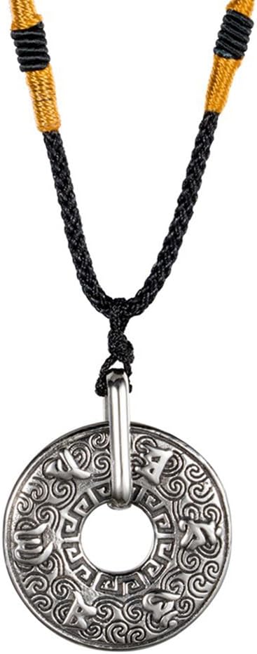 JAJAFOOK Men's Stainless Steel Tibetan Buddhist Mantra Om Mani Padme Hum Prayer Pendant Necklace