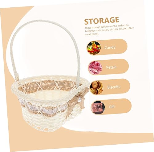 Miniatura 5 de jojofuny Cesta de boda para niña, pétalos, galletas, bolsas pequeñas para recuerdos, cesta de yute de encaje, cesta de yute para niña, cestas para