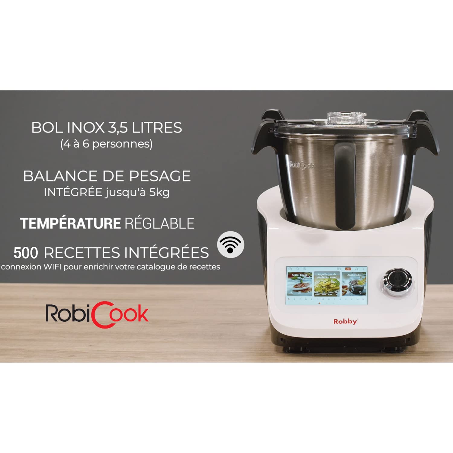 ROBICOOK Robot Cocina Multifunción Con Balanza Integrada Y Pantalla Táctil