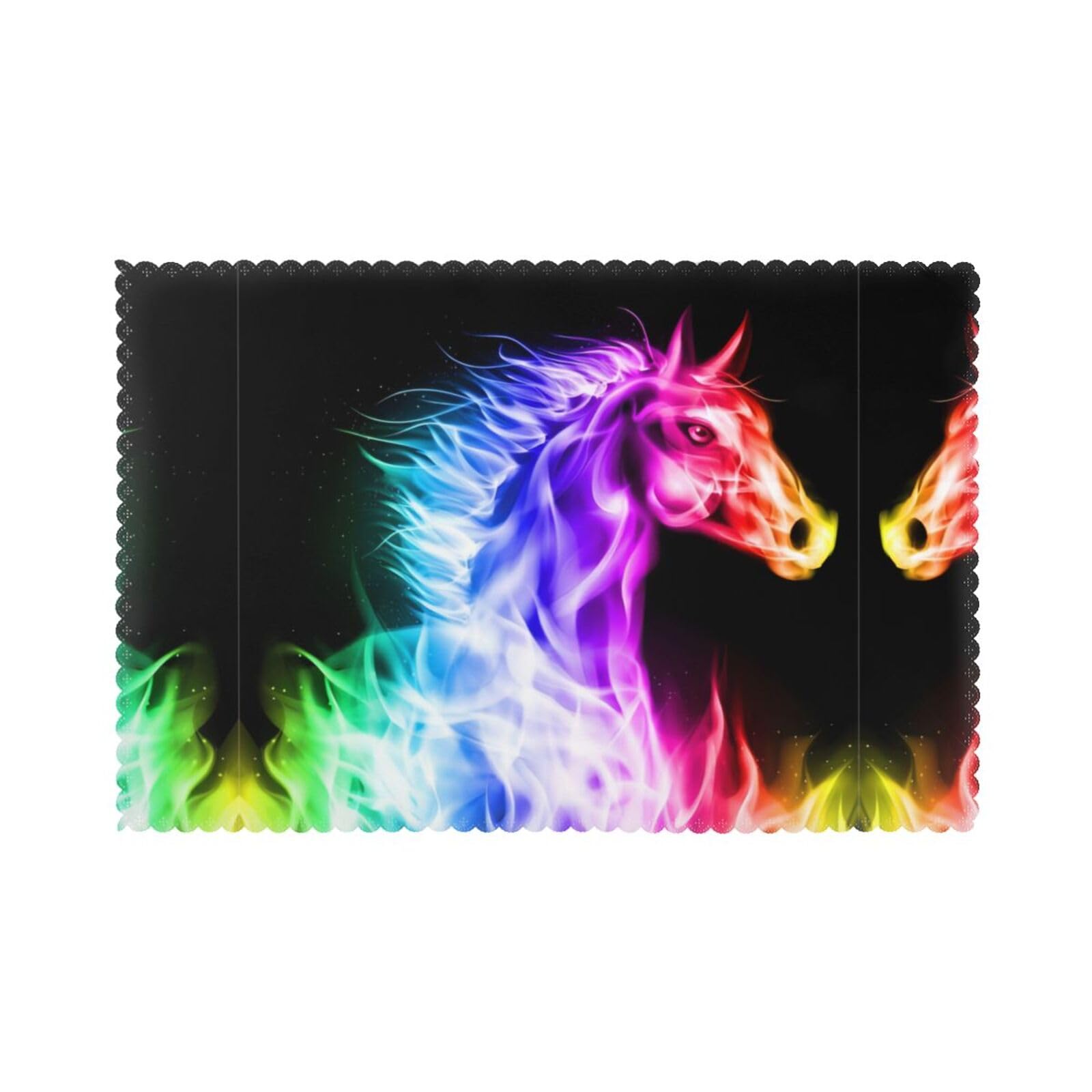 Fire Horse Printed table mat set (6 pieces) - Aesthetic upgrade for family gatherings and hotel banquets
