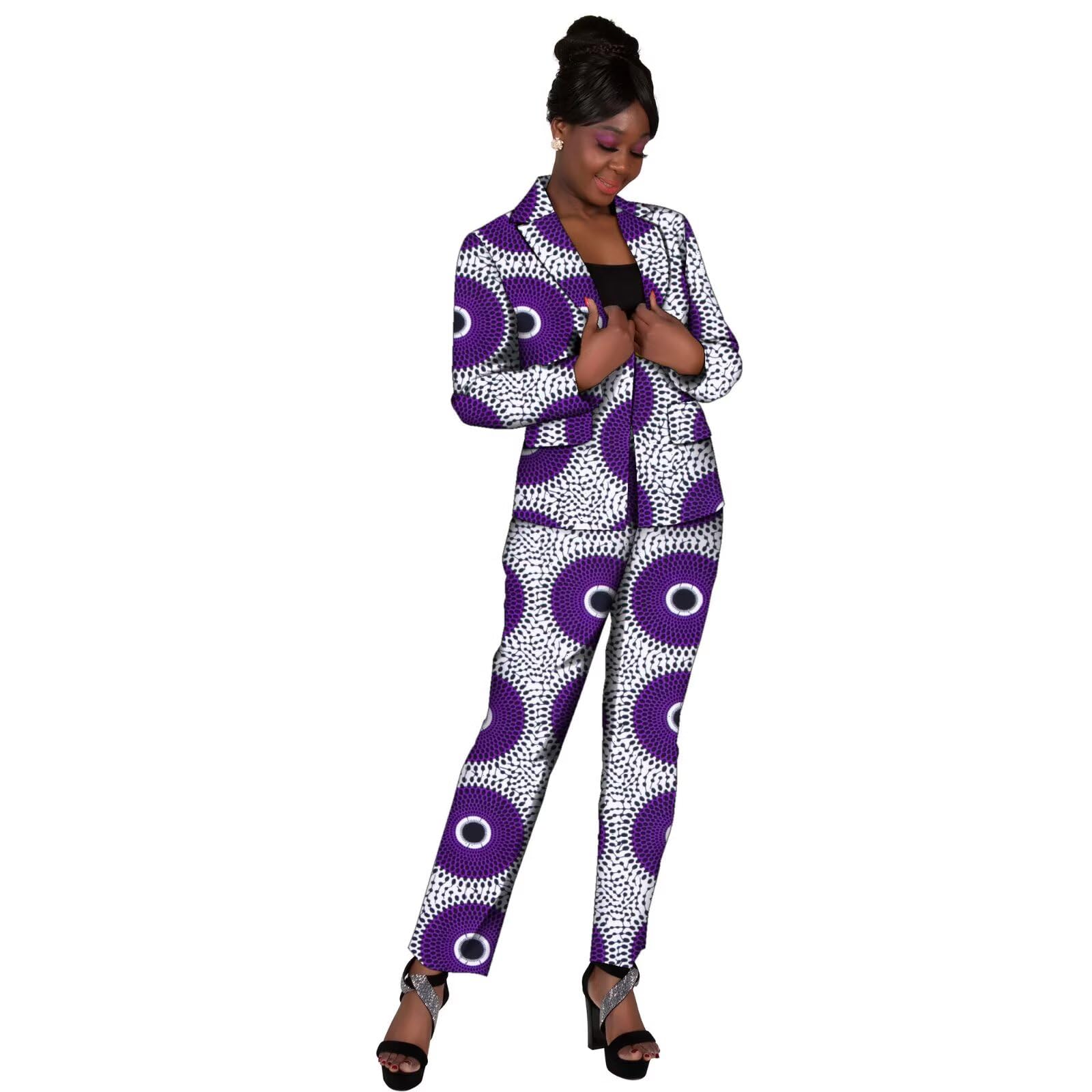 XIAOHUAGUA African Suits for Women African Print Blazer Coat Kente Top and Pants 2 Piece African Attire Outfits