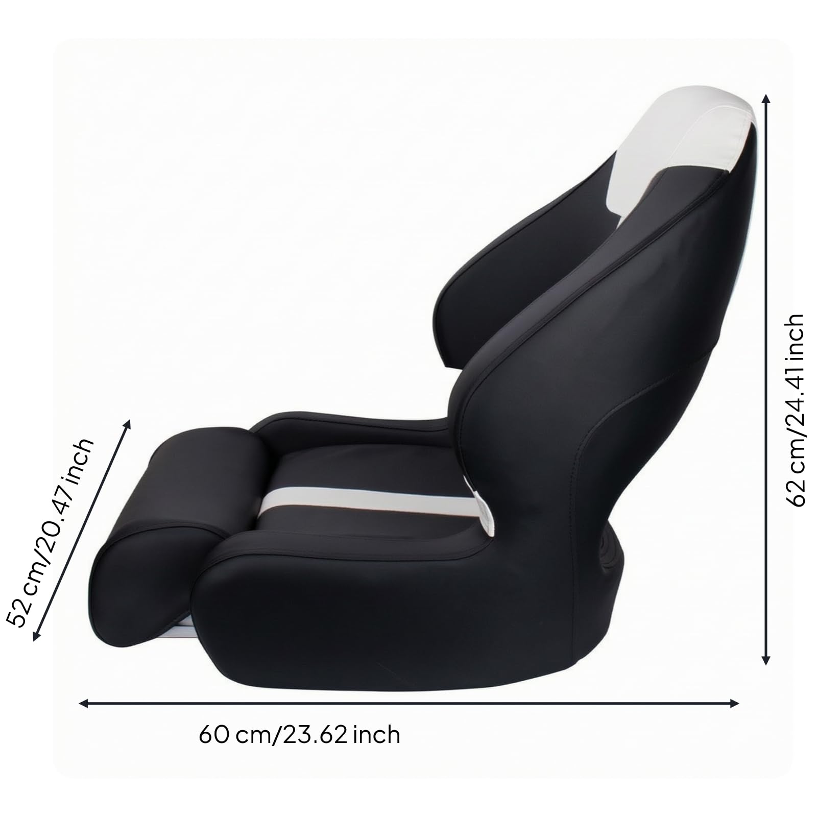 Sedile Timoniere Barca Sedile Timone Poltrona Nautica Sedia Guida Schienale Alto Pieghevole in PVC Marino Traspirante con Supporto Anteriore