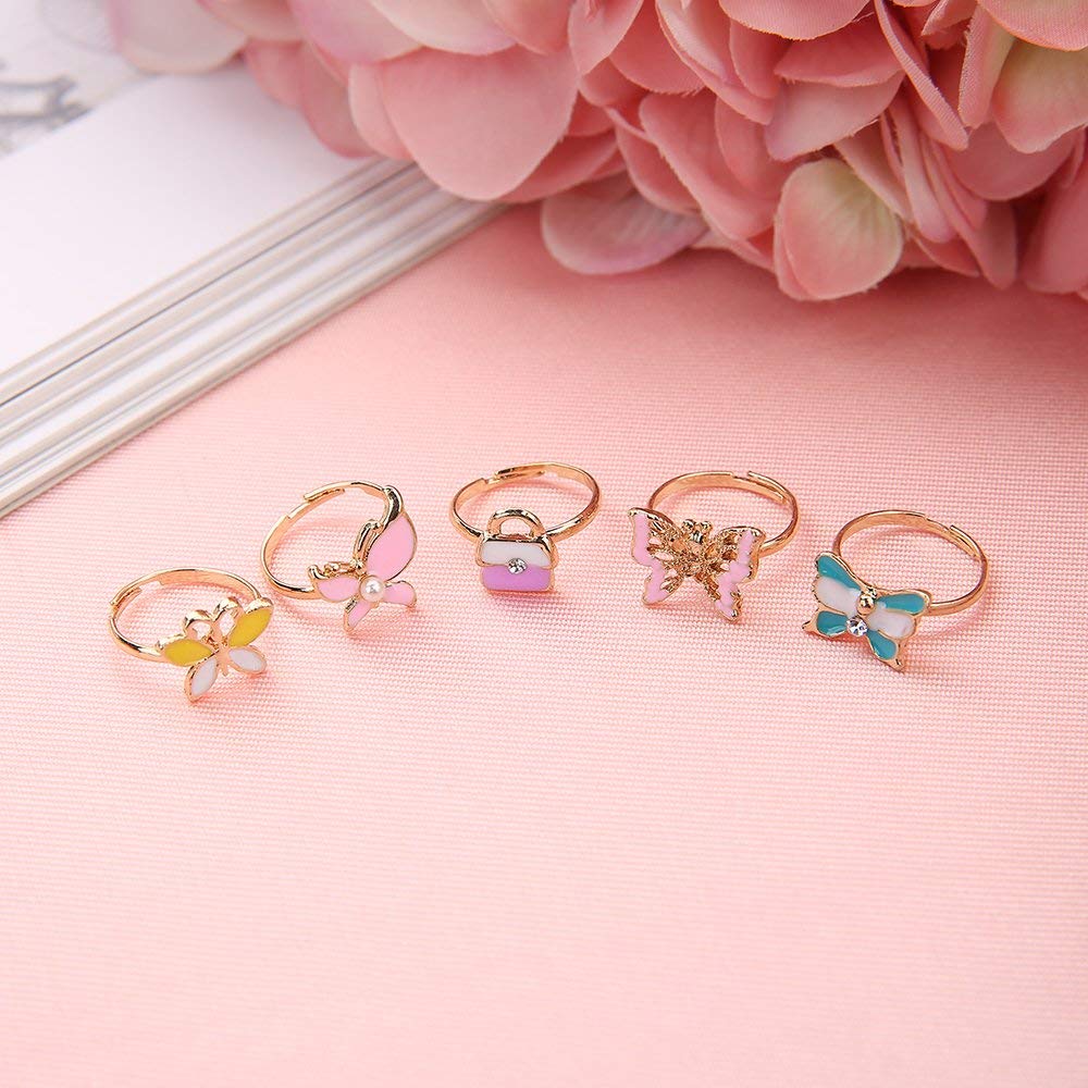 Fineder 36pcs Little Girl Adjustable Rings in Box, Children Kids