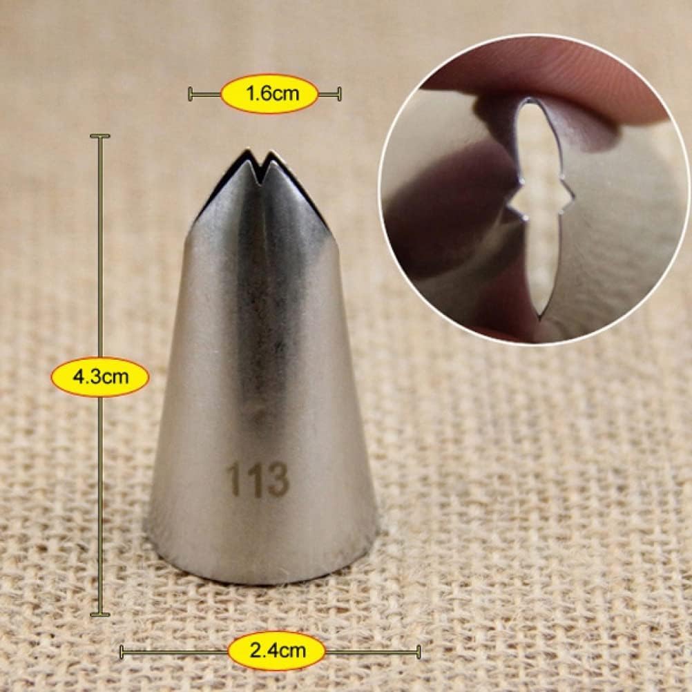 5 Pcs Cake Piping Nozzles Medium Leaf shape Piping Tips Stainless Steel Cake Piping Decorating Icing Dispensers Sets