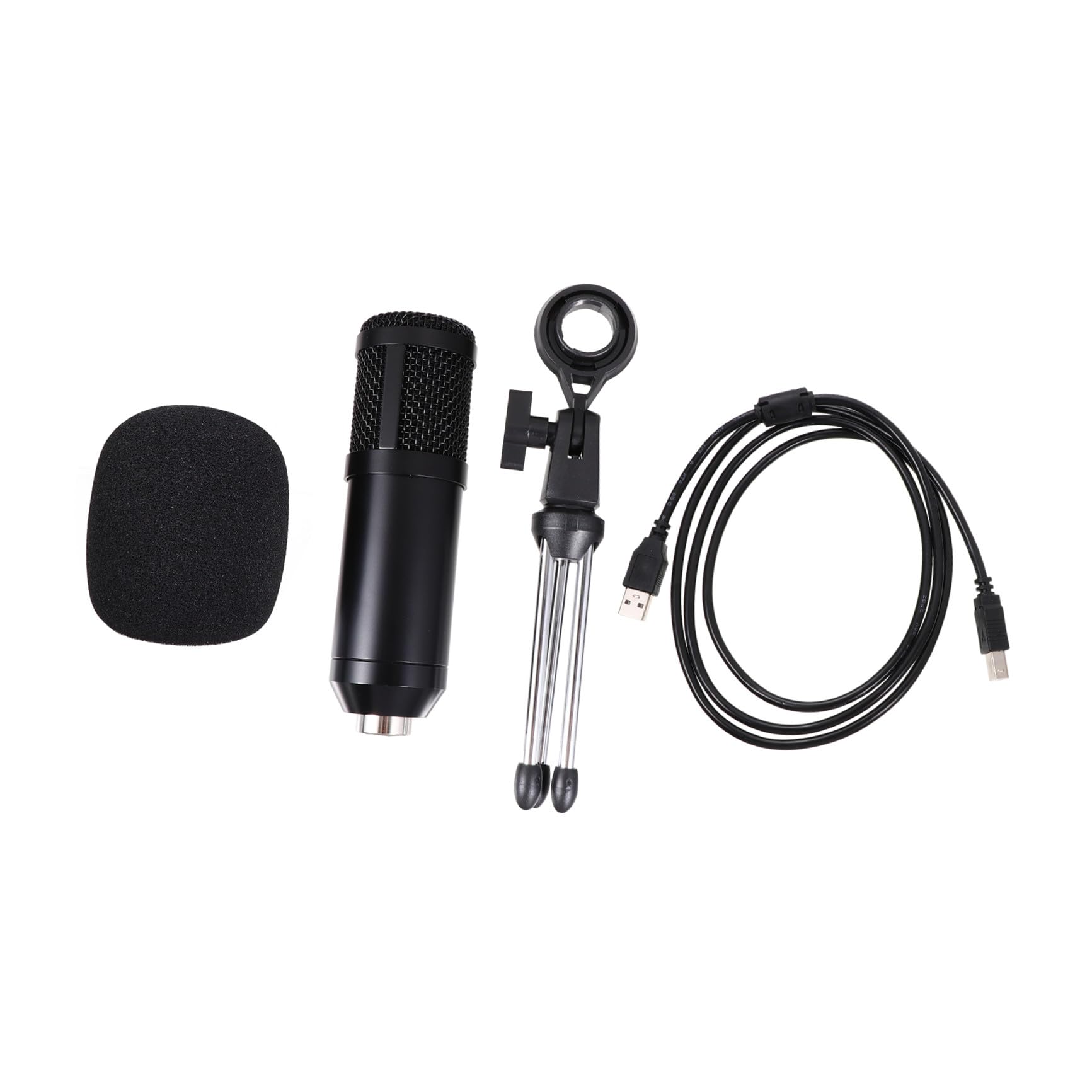 Yardwe Computermikrofon USB Kondensatormikrofon Satz mit Stativ, Schwarz | 1 Satz, Kunststoffgehäuse, für Karaoke und Live Übertragung, Breite Frequenzwiedergabe