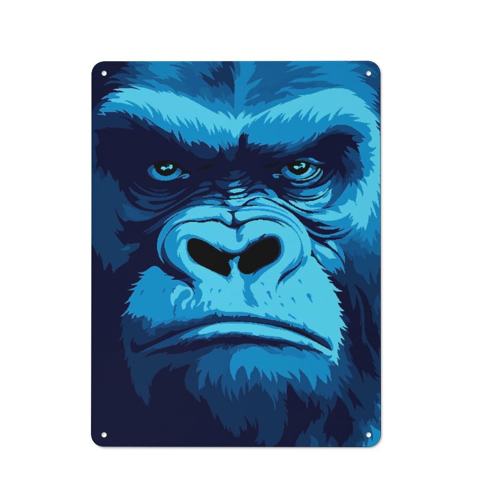Junmoney Gorilla Look Pixel Art Shed Style Rustic Tin Sign 40X30cm Featuring Utility Space Decor For Conservatory, Home Bar Or Utility Room