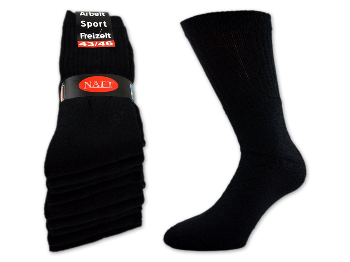 10 bis 60 Paar Sportsocken Tennissocken Arbeitssocken Herren Damen Socken Schwarz Baumwolle