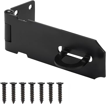 Door Lock Hasp Latch, Iron Safety Packlock Clasp Hasp Lock Latch, Extra Thick Gate Lock Hasp with Screws Brushed Finish 1 Pack4 Inch