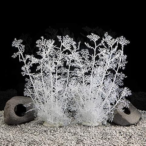 JIH Aquarium Large Plastic Plants Plants,Artificial Plastic Fish Tank Plants Decoration Ornament 14.5 inch Tall Cover