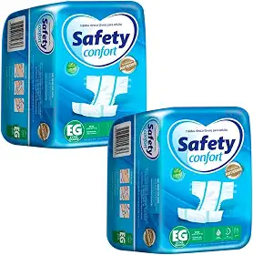 Kit 2 Pacotes Fralda Geriátrica Safety Confort CCM Tamanho EG (Acima 90kg) - Gel Superabsorvente com Aloe Vera, Barreiras Antivazamento e Tecnologia Antiodor