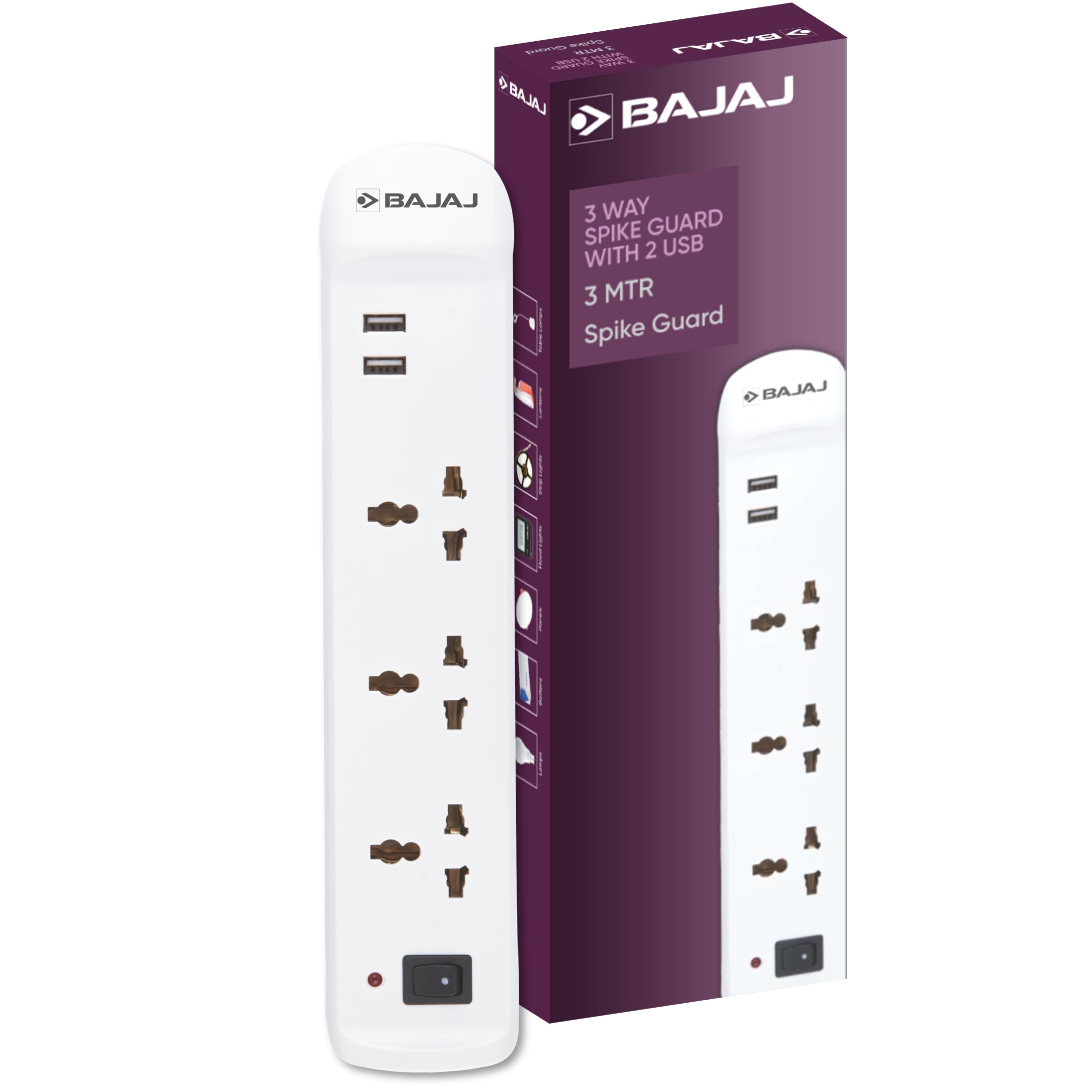 BAJAJ 3 Way Spike and Surge Guard with 2 USB (B07VYTZW79) Amazon Price History, Amazon Price Tracker