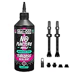 Muc-Off MTB Tire Sealant 500ml + 60MM Black Valve for Bikes | Fix a Flat Tire Sealant | Waterproof Sealant for MTB | Up to 6 Months Lasting and Eco-Friendly | CO2 Compatible Sealant +UV Dye